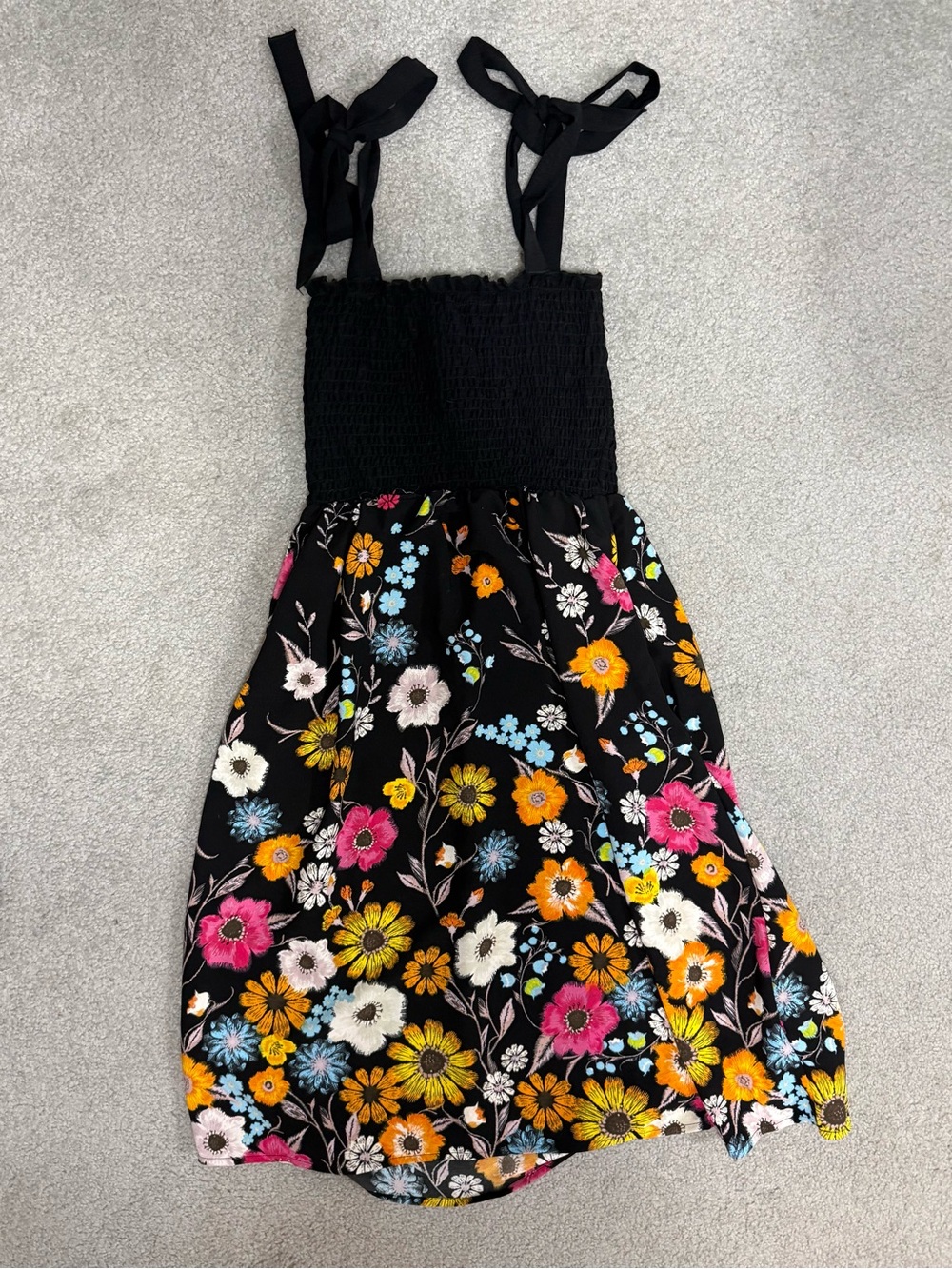 NWT Black Floral Tie-Strap Sundress XL